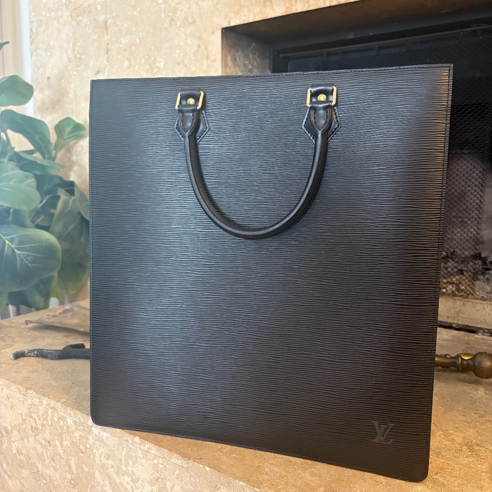 Louis Vuitton Sac Plac Tote Epi Leather Black Hand Bag